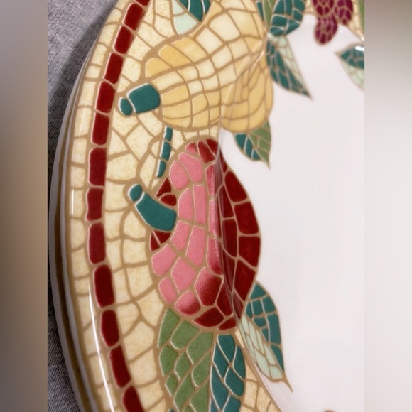 Pier 1 Mosaic Fruit Fall Dinner/Serving Plates~ Earthenware Italy~ Set of 2~ 10" - Picture 8 of 11